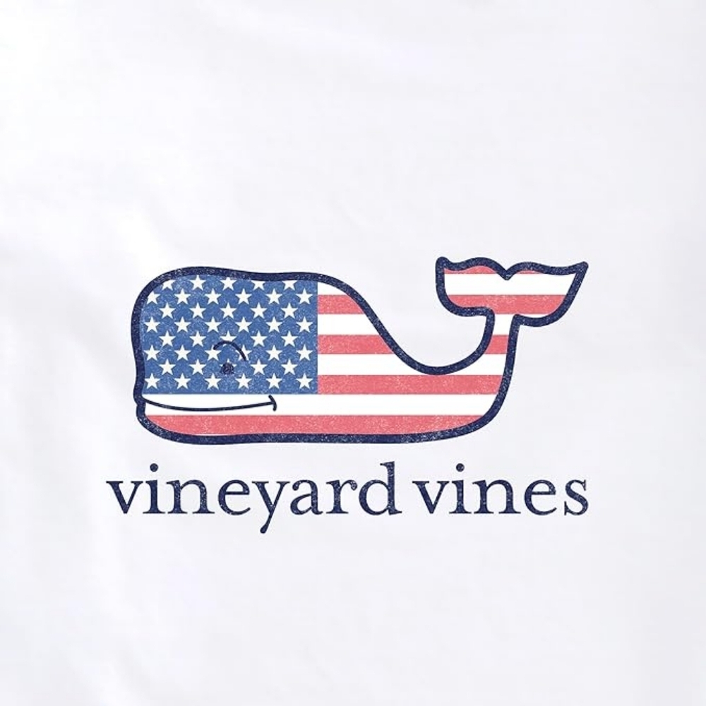 Vineyard Vines White Long Sleeve Flag Whale Pocket Tee Size S - Picture 6 of 13